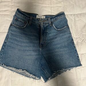 Abercrombie & Fitch High Waist Blue Denim Shorts The Dad Short